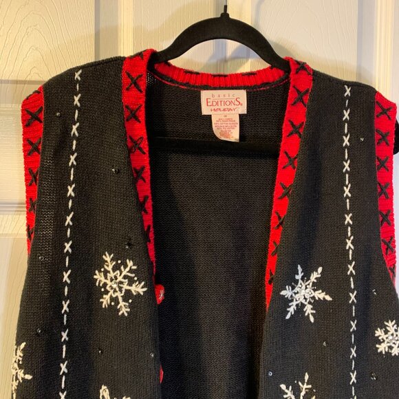 Vintage Women's Holiday Snowman Sweater Cardigan Size 1X Office Party Casual - Picture 3 of 9